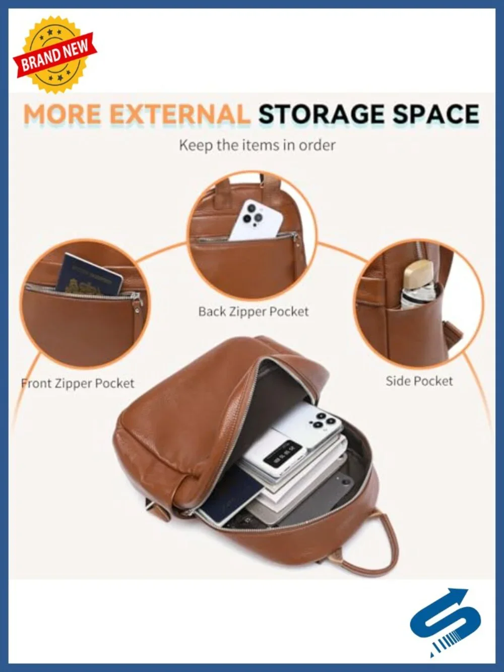 Genuine Leather Backpack Purse Women Travel Work Anti-Theft
